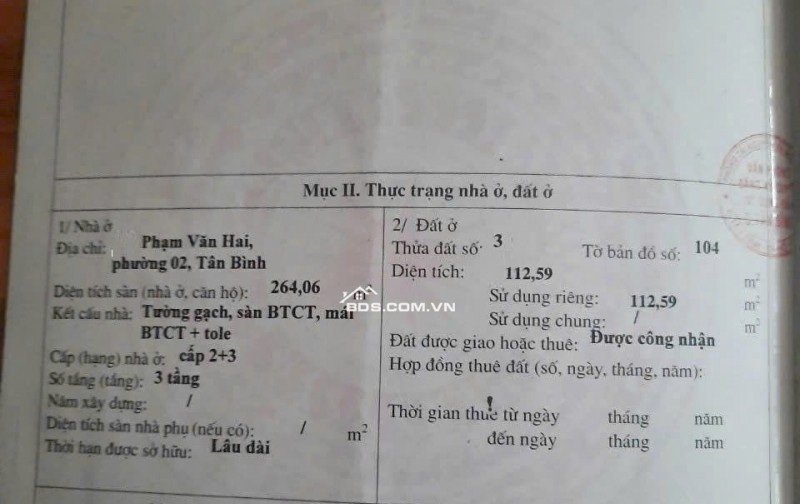 Bán Nhà MẶT TIỀN ĐƯỜNG PHẠM VĂN HAI 112,59m2 - 3TẦNG- 23TỶ/TL -P2. TÂN BÌNH